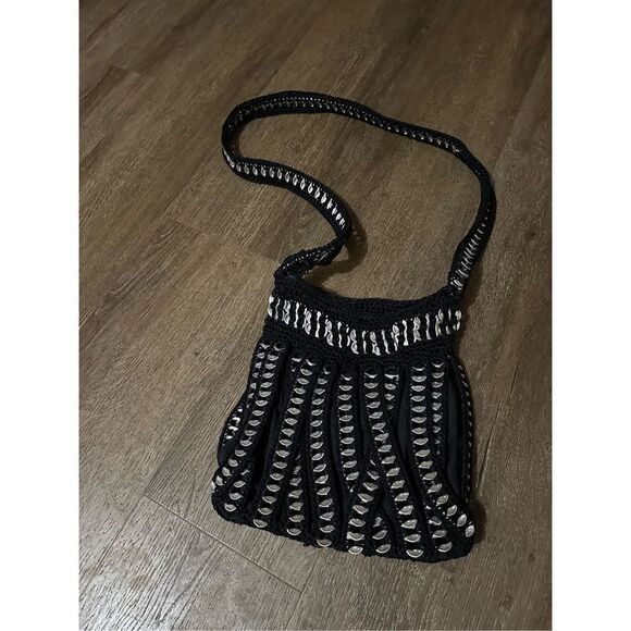 Upcycled Hand made bottle soda pop top tab purse bag Black Silver Retro 90s - Picture 7 of 10